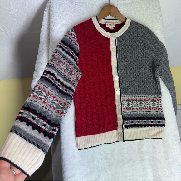 Brooks Brothers Red Fleece Cable Knit XS Christmas Merino Wool Cardigan Sweater - Picture 5 of 11